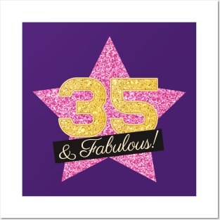35th Birthday Gifts Women Fabulous - Pink Gold Posters and Art
